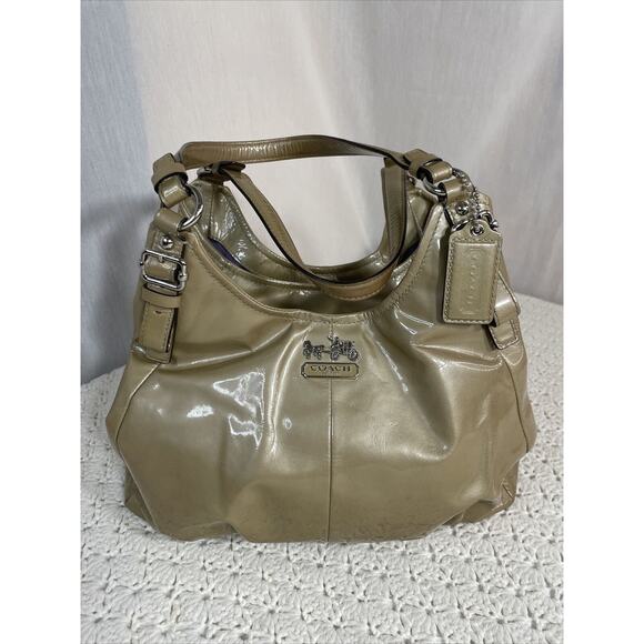 Coach Madison Maggie GOLD Patent Leather Shoulder HOBO Bag K1169-18760 - Picture 1 of 16